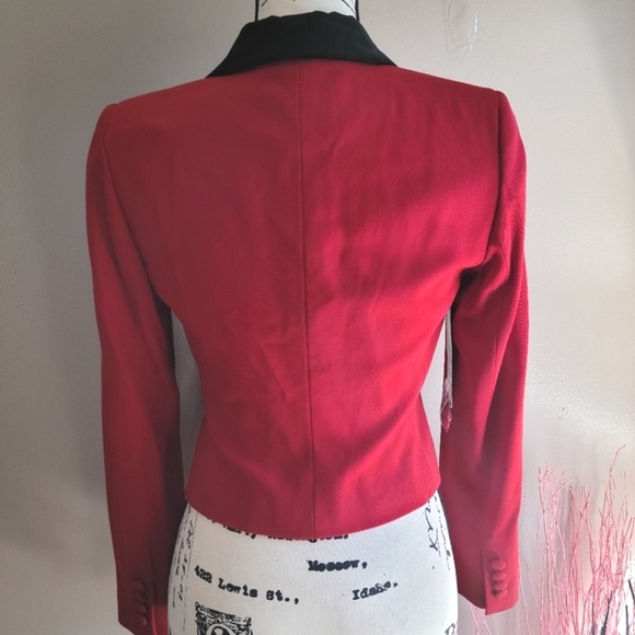 VTG Ralph Lauren Women's Equestrian Riding Jacket Red Velvet Collar Gold Buttons Size 6